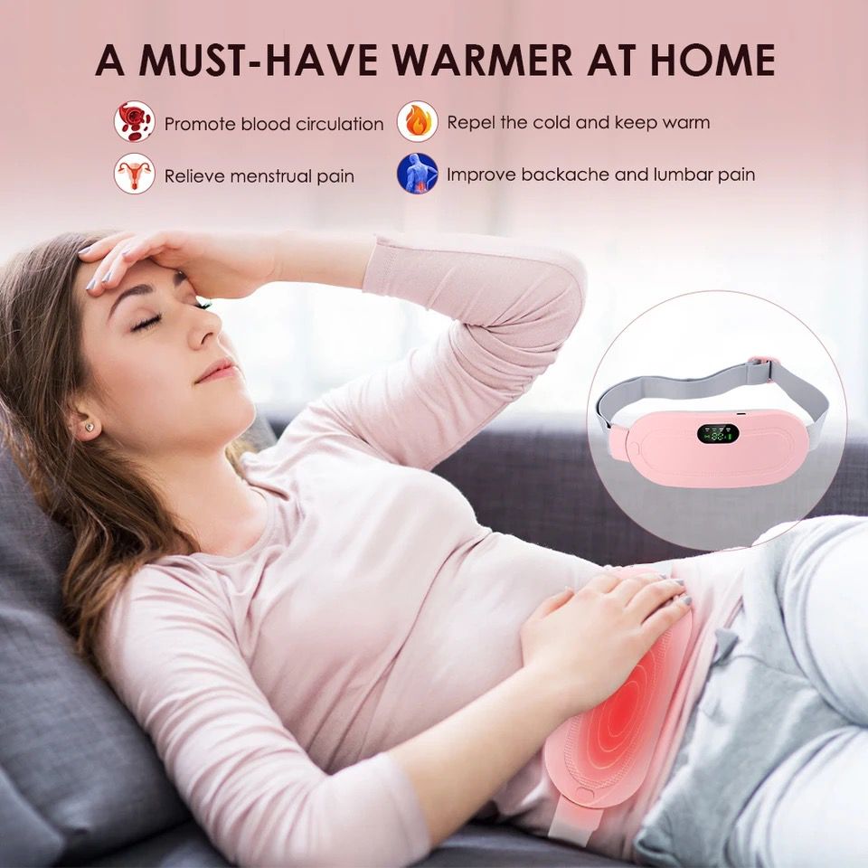 Electric Period Cramp Massager Vibrator Heating Belt for Menstrual Relief Pain Waist Stomach Warming Women Gift Box Packing(random color )