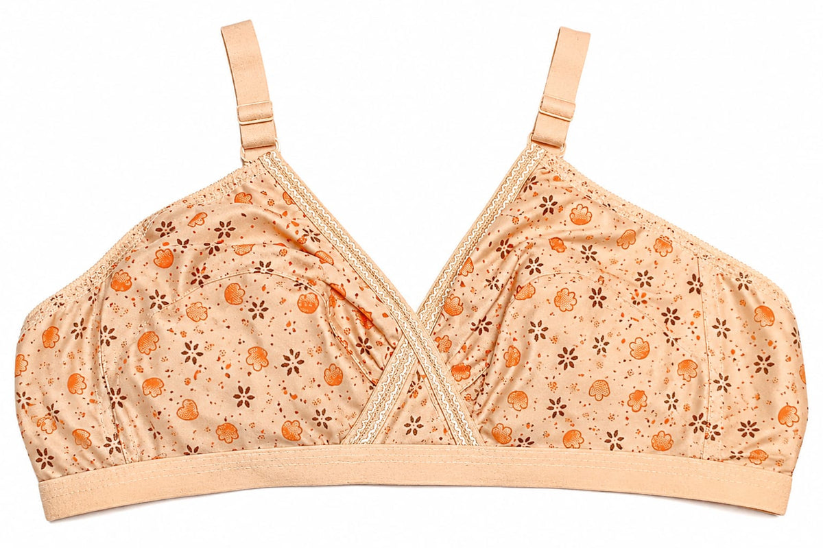 Pack Of 4 Women Ladies Girls Classy Multi Colour Jersey Printed Bra Brief Blouse Brazier Brass                  ie - Comfortable Daily Innerwear Set - 32 to 42