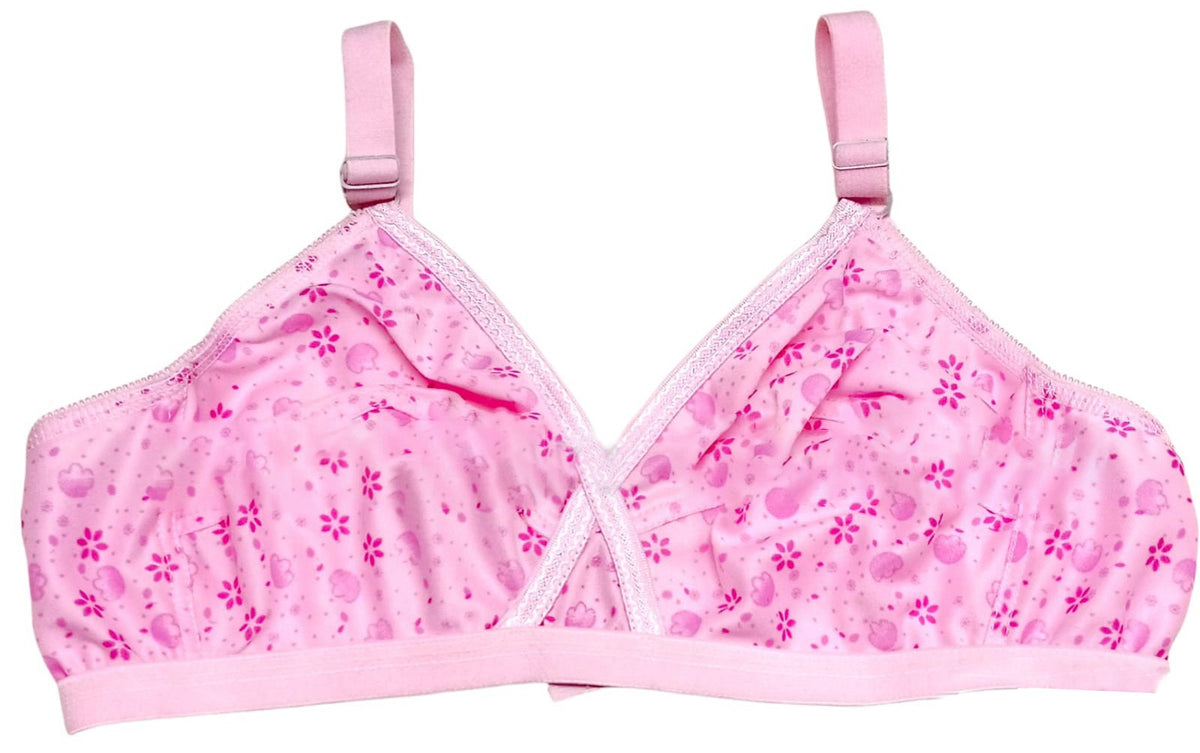 Pack Of 4 Women Ladies Girls Classy Multi Colour Jersey Printed Bra Brief Blouse Brazier Brass                  ie - Comfortable Daily Innerwear Set - 32 to 42