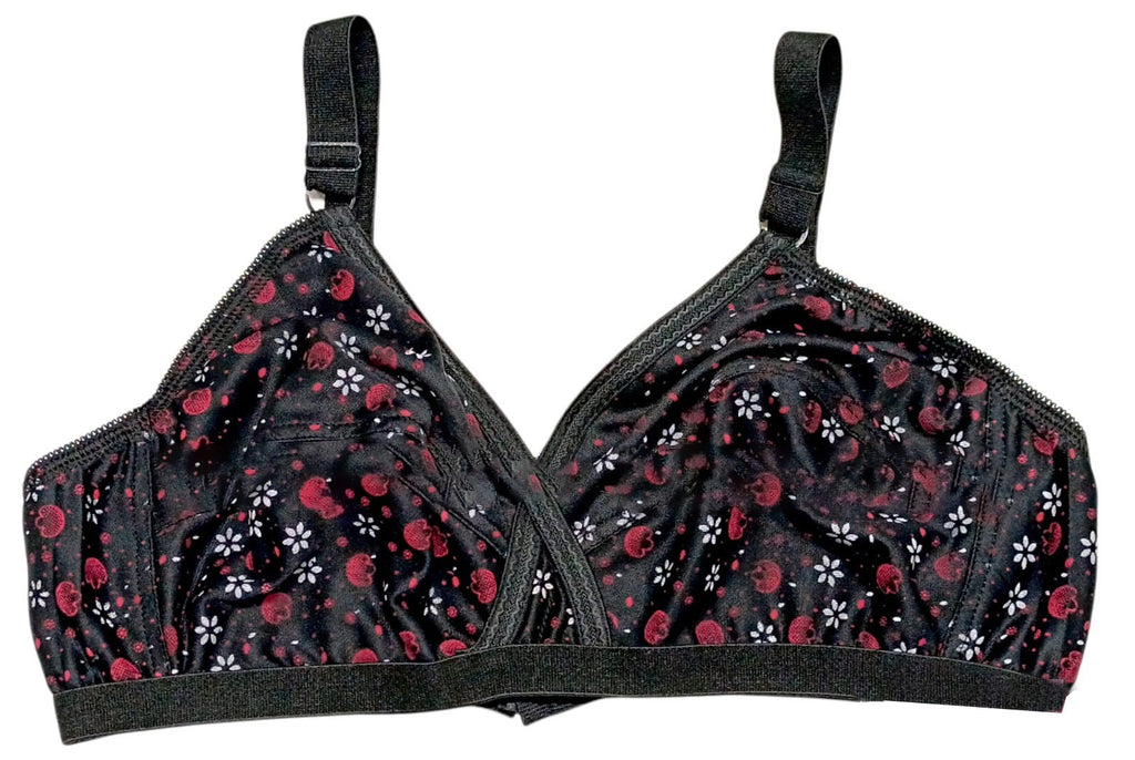 Pack Of 4 Women Ladies Girls Classy Multi Colour Jersey Printed Bra Brief Blouse Brazier Brass                  ie - Comfortable Daily Innerwear Set - 32 to 42