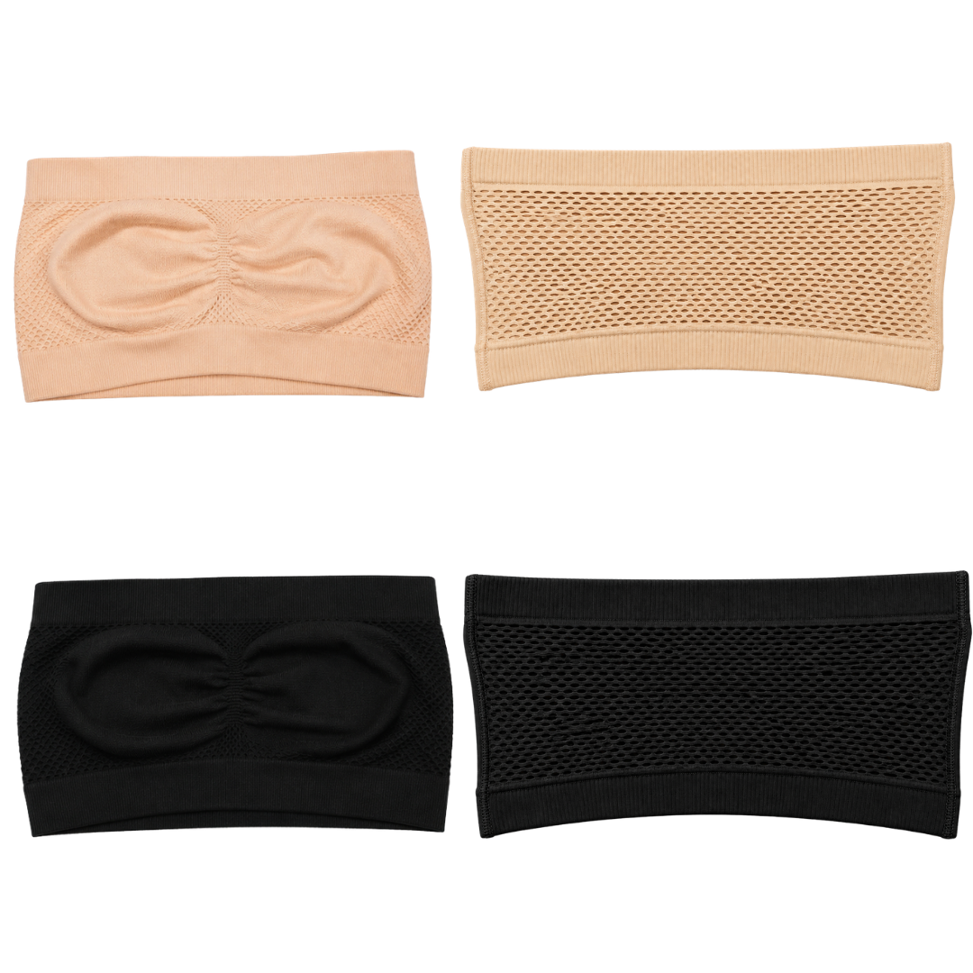 Strapless Soft And Non-Padded Tube Bra For Women | Set of 4 ( 2 pieces SKin or 2 Pieces Black Color) | Comfortable for Daily Wear - 30