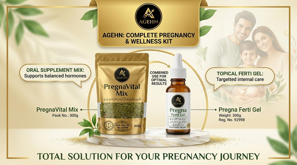 AGEN PregnaVital Mix 300g + Pregna FertiGel 30ml – Herbal Wellness Combo Pack