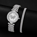 Women's Butterfly Decorative Dial Quartz Watch with 2-Layer Bracelet Set - Gold